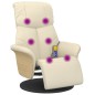 vidaXL Sillón reclinable masaje con reposapiés cuero sintético crema vidaXL Sillón reclinable masaje con reposapiés cuero sintético crema