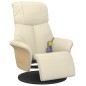 vidaXL Sillón reclinable masaje con reposapiés cuero sintético crema vidaXL Sillón reclinable masaje con reposapiés cuero sintético crema