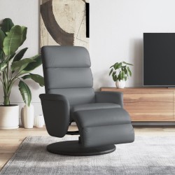 vidaXL Sillón reclinable con reposapiés cuero sintético gris