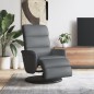 vidaXL Sillón reclinable con reposapiés cuero sintético gris vidaXL Sillón reclinable con reposapiés cuero sintético gris