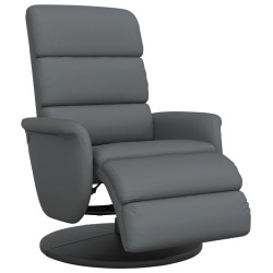 vidaXL Sillón reclinable con reposapiés cuero sintético gris