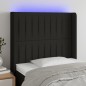 vidaXL Cabecero con LED de tela negro 103x16x118/128 cm vidaXL Cabecero con LED de tela negro 103x16x118/128 cm