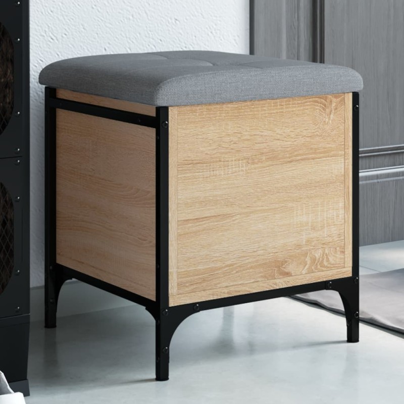 vidaXL Banco con almacenaje madera ingeniería roble Sonoma 42x42x45 cm vidaXL Banco con almacenaje madera ingeniería roble Sonoma 42x42x45 cm