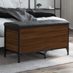 vidaXL Banco con almacenaje madera ingeniería roble marrón 82x42x45 cm