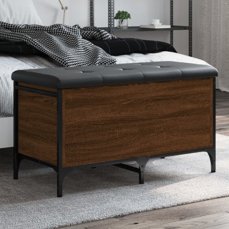 vidaXL Banco con almacenaje madera ingeniería roble marrón 82x42x45 cm