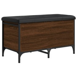 vidaXL Banco con almacenaje madera ingeniería roble marrón 82x42x45 cm