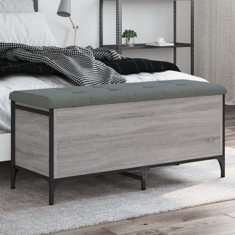 vidaXL Banco con almacenaje madera ingeniería gris Sonoma 102x42x45 cm vidaXL Banco con almacenaje madera ingeniería gris Sonoma 102x42x45 cm