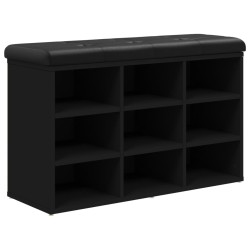 vidaXL Banco zapatero madera de ingeniería negro 82x32x50 cm