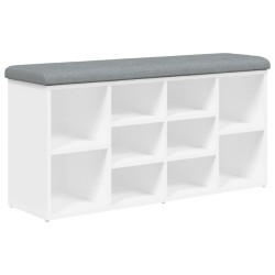 vidaXL Banco zapatero madera de ingeniería blanco 102x32x50 cm