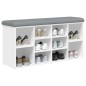 vidaXL Banco zapatero madera de ingeniería blanco 102x32x50 cm