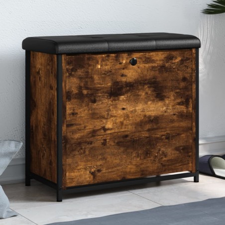 vidaXL Banco zapatero con cajón abatible roble ahumado 62x32x56 cm
