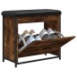 vidaXL Banco zapatero con cajón abatible roble ahumado 62x32x56 cm vidaXL Banco zapatero con cajón abatible roble ahumado 62x32x56 cm