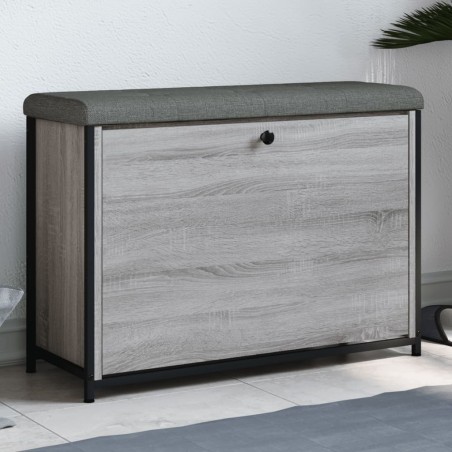 vidaXL Banco zapatero con cajón abatible gris Sonoma 82x32x56 cm