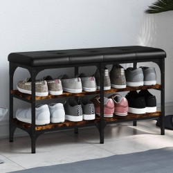 vidaXL Banco zapatero madera de ingeniería roble ahumado 82x32x47 cm