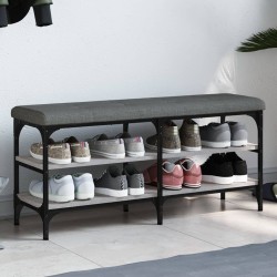 vidaXL Banco zapatero madera de ingeniería gris Sonoma 102x32x47 cm