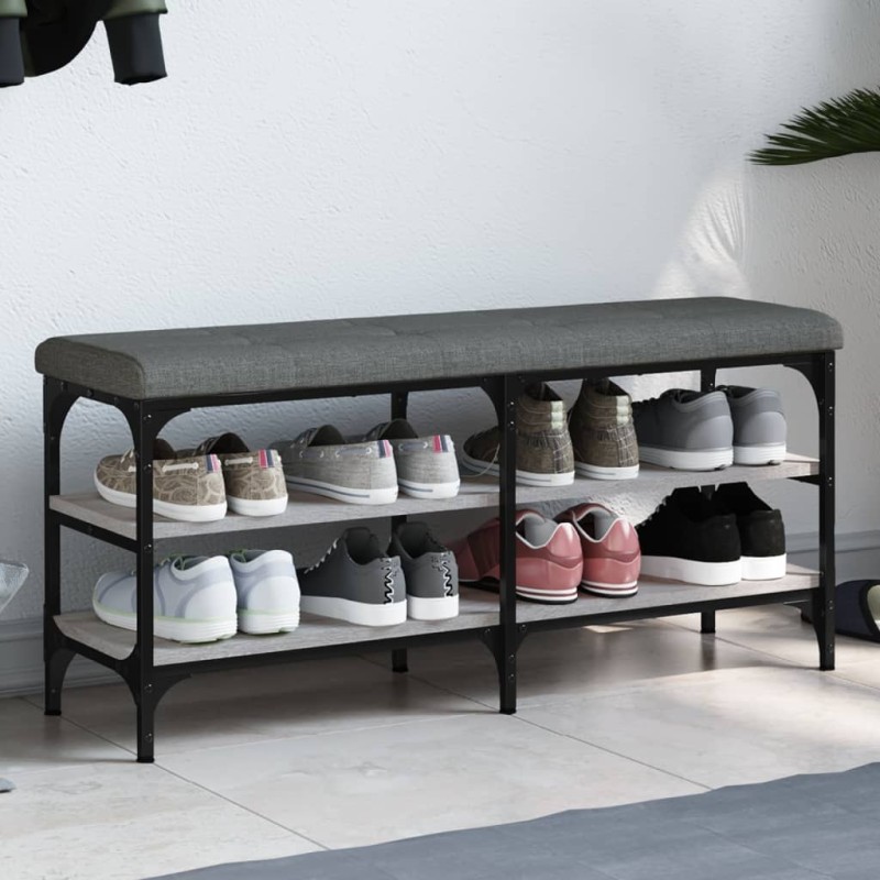 vidaXL Banco zapatero madera de ingeniería gris Sonoma 102x32x47 cm vidaXL Banco zapatero madera de ingeniería gris Sonoma 102x32x47 cm