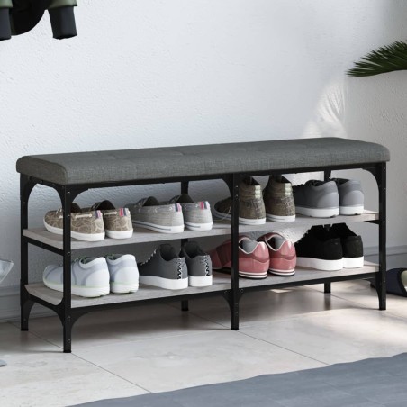 vidaXL Banco zapatero madera de ingeniería gris Sonoma 102x32x47 cm