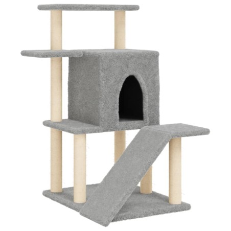 vidaXL Rascador para gatos con postes de sisal gris claro 97 cm