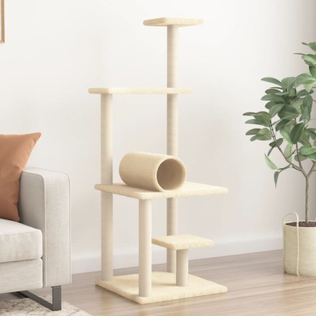 vidaXL Rascador para gatos con postes de sisal color crema 136 cm