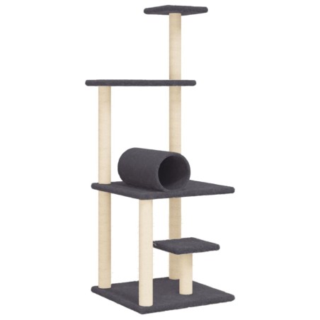 vidaXL Rascador para gatos con postes de sisal gris oscuro 136 cm