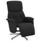vidaXL Sillón reclinable con reposapiés tela negra vidaXL Sillón reclinable con reposapiés tela negra