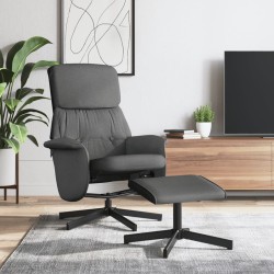 vidaXL Sillón reclinable con reposapiés tela gris oscuro