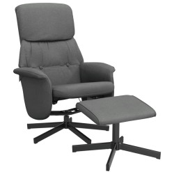 vidaXL Sillón reclinable con reposapiés tela gris oscuro