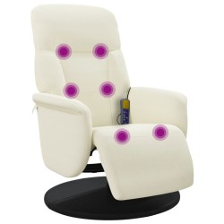 vidaXL Sillón reclinable masaje con reposapiés terciopelo color crema