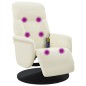 vidaXL Sillón reclinable masaje con reposapiés terciopelo color crema vidaXL Sillón reclinable masaje con reposapiés terciopelo color crema