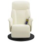 vidaXL Sillón reclinable masaje con reposapiés terciopelo color crema vidaXL Sillón reclinable masaje con reposapiés terciopelo color crema
