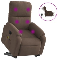 vidaXL Sillón masaje eléctrico reclinable elevable tela marrón