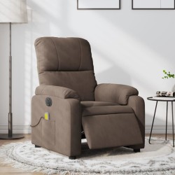 vidaXL Sillón reclinable de masaje eléctrico tela de microfibra marrón