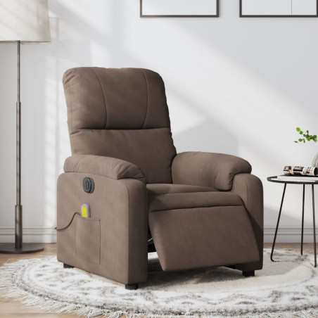 vidaXL Sillón reclinable de masaje eléctrico tela de microfibra marrón
