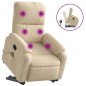 vidaXL Sillón reclinable de masaje elevable tela de microfibra crema vidaXL Sillón reclinable de masaje elevable tela de microfibra crema