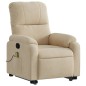 vidaXL Sillón reclinable de masaje elevable tela de microfibra crema vidaXL Sillón reclinable de masaje elevable tela de microfibra crema