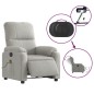 vidaXL Sillón reclinable masaje eléctrico tela microfibra gris claro vidaXL Sillón reclinable masaje eléctrico tela microfibra gris claro