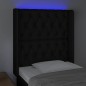 vidaXL Cabecero con LED de tela negro 83x16x118/128 cm vidaXL Cabecero con LED de tela negro 83x16x118/128 cm