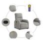 vidaXL Sillón reclinable de masaje elevable tela microfibra gris claro vidaXL Sillón reclinable de masaje elevable tela microfibra gris claro