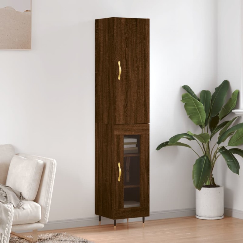 vidaXL Aparador alto madera contrachapada roble marrón 34,5x34x180 cm vidaXL Aparador alto madera contrachapada roble marrón 34,5x34x180 cm