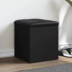 vidaXL Banco con almacenaje madera de ingeniería negro 42x42x45 cm