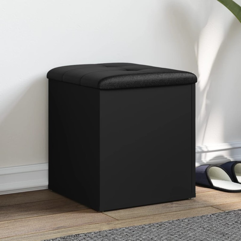 vidaXL Banco con almacenaje madera de ingeniería negro 42x42x45 cm vidaXL Banco con almacenaje madera de ingeniería negro 42x42x45 cm