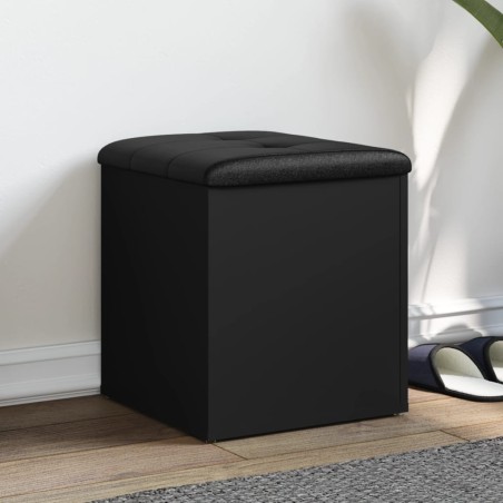 vidaXL Banco con almacenaje madera de ingeniería negro 42x42x45 cm