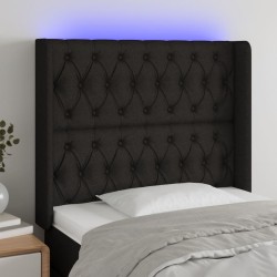 vidaXL Cabecero con LED de tela negro 103x16x118/128 cm