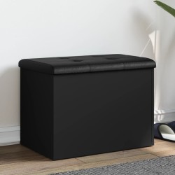 vidaXL Banco con almacenaje madera de ingeniería negro 62x42x45 cm