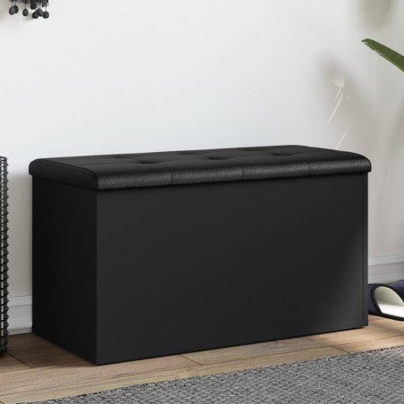 vidaXL Banco con almacenaje madera de ingeniería negro 82x42x45 cm