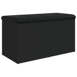 vidaXL Banco con almacenaje madera de ingeniería negro 82x42x45 cm