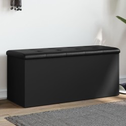 vidaXL Banco con almacenaje madera de ingeniería negro 102x42x45 cm