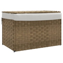 vidaXL Cesto para la ropa sucia con tapa ratán sintético 55,5x35x34 cm