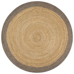 vidaXL Alfombra hecha a mano de yute con borde gris 120 cm