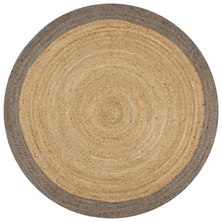 vidaXL Alfombra hecha a mano de yute con borde gris 120 cm
